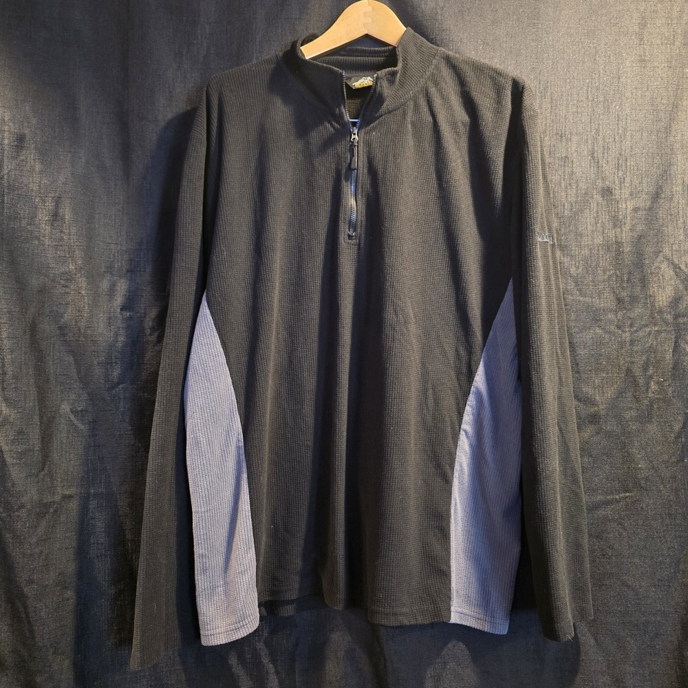 Pacific Trail Pullover XL Quarter Zip Mens Black Grey Waffle Knit Fleece Hiking